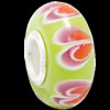 European Lampwork Glass Beads, 925 Silver Core, Rondelle 14x6.8mm Hole:4.5mm, Sold by PC