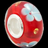 European Lampwork Glass Beads, 925 Silver Core, Rondelle 14x6.8mm Hole:4.5mm, Sold by PC