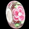 European Lampwork Glass Beads, 925 Silver Core, Rondelle 14x6.8mm Hole:4.5mm, Sold by PC