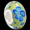 European Lampwork Glass Beads, 925 Silver Core, Rondelle 14x6.8mm Hole:4.5mm, Sold by PC