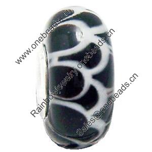 European Lampwork Glass Beads, 925 Silver Core, Rondelle 14x6.8mm Hole:4.5mm, Sold by PC