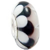 European Lampwork Glass Beads, 925 Silver Core, Rondelle 14x6.8mm Hole:4.5mm, Sold by PC