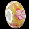 European Lampwork Glass Beads, 925 Silver Core, Rondelle 14x6.8mm Hole:4.5mm, Sold by PC