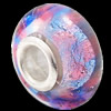 European Lampwork Glass Beads, 925 Silver Core, Rondelle 14x6.8mm Hole:4.5mm, Sold by PC