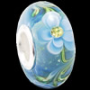 European Lampwork Glass Beads, 925 Silver Core, Rondelle 14x6.8mm Hole:4.5mm, Sold by PC