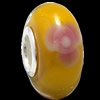 European Lampwork Glass Beads, 925 Silver Core, Rondelle 14x6.8mm Hole:4.5mm, Sold by PC