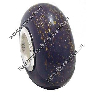 European Lampwork Glass Beads, 925 Silver Core, Rondelle 14x6.8mm Hole:4.5mm, Sold by PC