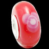 European Lampwork Glass Beads, 925 Silver Core, Rondelle 14x6.8mm Hole:4.5mm, Sold by PC