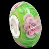 European Lampwork Glass Beads, 925 Silver Core, Rondelle 14x6.8mm Hole:4.5mm, Sold by PC