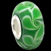 European Lampwork Glass Beads, 925 Silver Core, Rondelle 14x6.8mm Hole:4.5mm, Sold by PC