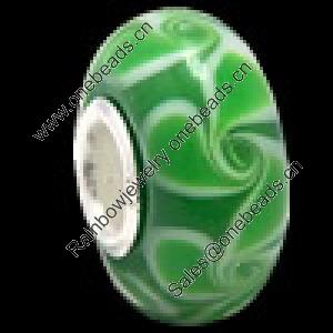 European Lampwork Glass Beads, 925 Silver Core, Rondelle 14x6.8mm Hole:4.5mm, Sold by PC