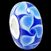 European Lampwork Glass Beads, 925 Silver Core, Rondelle 14x6.8mm Hole:4.5mm, Sold by PC