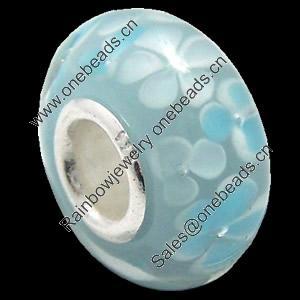 European Lampwork Glass Beads, 925 Silver Core, Rondelle 14x6.8mm Hole:4.5mm, Sold by PC