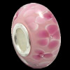 European Lampwork Glass Beads, 925 Silver Core, Rondelle 14x6.8mm Hole:4.5mm, Sold by PC