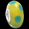 European Lampwork Glass Beads, 925 Silver Core, Rondelle 14x6.8mm Hole:4.5mm, Sold by PC