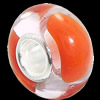 European Lampwork Glass Beads, 925 Silver Core, Rondelle 14x6.8mm Hole:4.5mm, Sold by PC