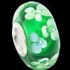 European Lampwork Glass Beads, 925 Silver Core, Rondelle 14x6.8mm Hole:4.5mm, Sold by PC