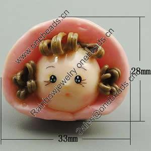Fimo(Polymer Clay) Beads, Handmade, 33x28x23mm, Hole:Approx 2mm, Sold by PC
