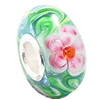 European Lampwork Glass Beads, 925 Silver Core, Rondelle 14x6.8mm Hole:4.5mm, Sold by PC