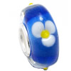 European Lampwork Glass Beads, 925 Silver Core, Rondelle 14x6.8mm Hole:4.5mm, Sold by PC