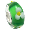 European Lampwork Glass Beads, 925 Silver Core, Rondelle 14x6.8mm Hole:4.5mm, Sold by PC