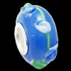 European Lampwork Glass Beads, 925 Silver Core, Rondelle 14x6.8mm Hole:4.5mm, Sold by PC