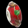 European Lampwork Glass Beads, 925 Silver Core, Rondelle 14x6.8mm Hole:4.5mm, Sold by PC