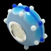 European Lampwork Glass Beads, 925 Silver Core, Rondelle 14x6.8mm Hole:4.5mm, Sold by PC