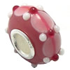 European Lampwork Glass Beads, 925 Silver Core, Rondelle 14x6.8mm Hole:4.5mm, Sold by PC