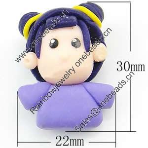 Cartoon Polymer Clay Beads, 30x22x16mm, Hole:Approx 2mm, Sold by PC