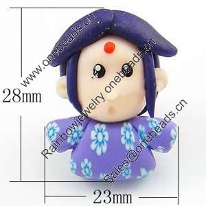Cartoon Polymer Clay Beads, 28x23x21mm, Hole:Approx 2mm, Sold by PC