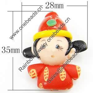 Cartoon Polymer Clay Beads, 35x28x16mm, Hole:Approx 2mm, Sold by PC