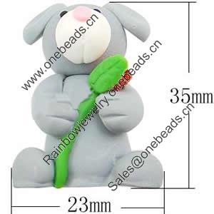 Cartoon Polymer Clay Beads, 35x23x20mm, Hole:Approx 2.5mm, Sold by PC