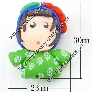 Cartoon Polymer Clay Beads, 30x23x18mm, Hole:Approx 2mm, Sold by PC