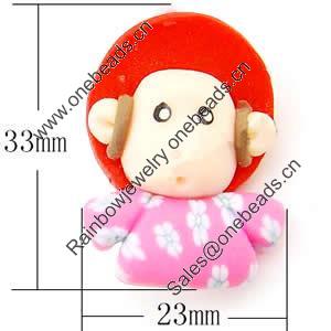 Cartoon Polymer Clay Beads, 33x23x18mm, Hole:Approx 2.5mm, Sold by PC