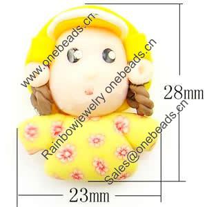 Cartoon Polymer Clay Beads, 28x23x16mm, Hole:Approx 2mm, Sold by PC
