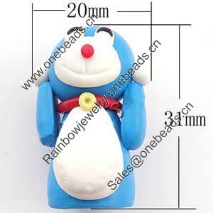 Cartoon Polymer Clay Beads, 31x20x18mm, Hole:Approx 3mm, Sold by PC