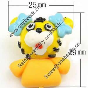 Cartoon Polymer Clay Beads, 29x25x18mm, Hole:Approx 2mm, Sold by PC