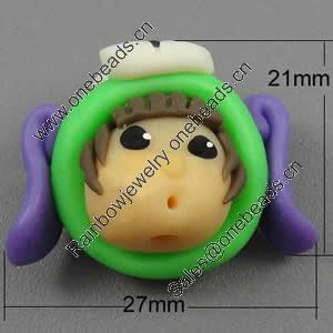 Fimo(Polymer Clay) Beads, 27x21x15mm, Hole:Approx 2mm, Sold by PC