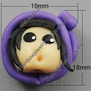 Fimo(Polymer Clay) Beads, 19x18x15mm, Hole:Approx 2mm, Sold by PC