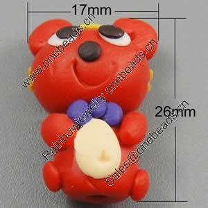 Fimo(Polymer Clay) Beads, 26x17x13mm, Hole:Approx 2mm, Sold by PC