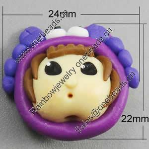 Fimo(Polymer Clay) Beads, 24x22x15mm, Hole:Approx 2mm, Sold by PC