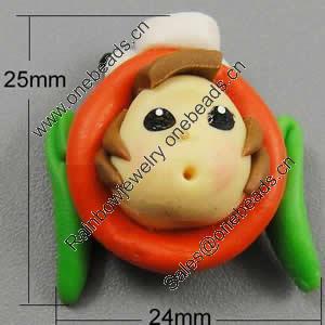 Fimo(Polymer Clay) Beads, 25x24x15mm, Hole:Approx 2mm, Sold by PC