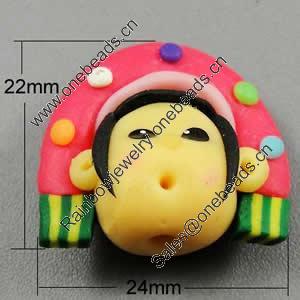 Fimo(Polymer Clay) Beads, 24x22x13mm, Hole:Approx 2mm, Sold by PC