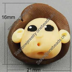 Fimo(Polymer Clay) Beads, 21x16mm, Hole:Approx 2mm, Sold by PC