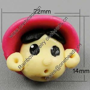 Fimo(Polymer Clay) Beads, 22x14mm, Hole:Approx 2mm, Sold by PC