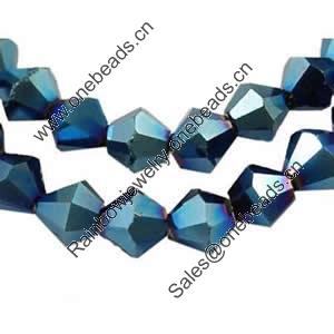 Bicone Crystal Beads, electroplate, 4mm, Hole:Approx 1mm, Sold per 13-Inch Strand