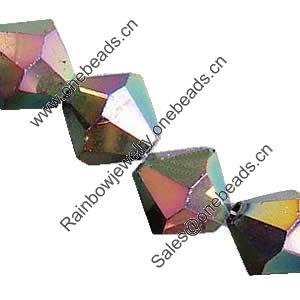 Bicones crystal beads, Multicolor-Plated, Handmade Faceted, 8x8mm, Bicone, Sold per 13-Inch Strand