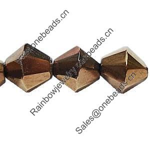 Bicone Crystal Beads, Half Handmade Faceted, Full Bronze-Plated 3mm, Sold per 13-Inch Strand
