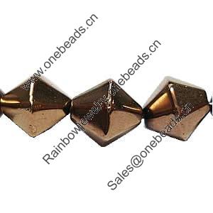 Bicone Crystal Beads, Machine-made, Bronze-Plated 4mm, Sold per 13-Inch Strand